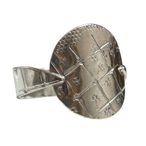 Vintage Pewter Bracelet "Brace Yourself" Marked @ G –Connecticut Artisan c.1990s